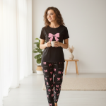 Elegant Black Bow Nightdress