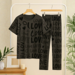 Gray love printed shirt and trouser