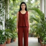 Plain Sando Tshirt With PLazo Pajama (Half Seleeve) - Image 3