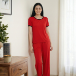 Plain Tshirt With Black Round Neck And Plazo Pajama (Half Seeleve) - Image 4