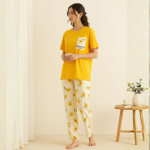 Yellow Flower Printed Trouser Night Wear - Image 2