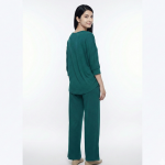 Plain V Neck with Plazzo Pajama Full Sleeves Suit - Image 4