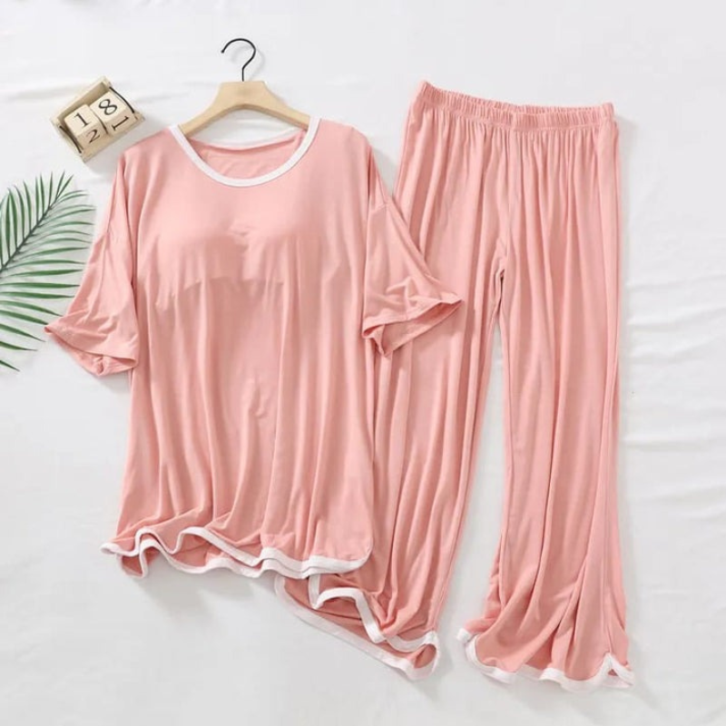 2 Rose Pink Half Sleeves Plazzo PJ Set - Image 1