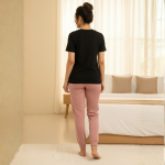 Leaf Printed Black Shirt And Pink Trouser - Image 4