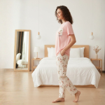 Pink Flower Printed Trouser Night Wear - Image 2