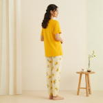 Yellow Flower Printed Trouser Night Wear - Image 3