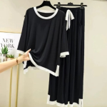 Plain Round Neck Plazzo PJ Set