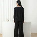Deep Black Round Neck Plazzo PJ Set - Image 3