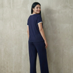 Plain Tshirt With White Round Neck And PLazo Pajama (Half Seeleve) - Image 2