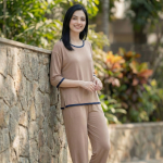 Plain Tshirt With Black Round Neck And Plazo Pajama (Half Seeleve) - Image 3