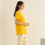 Yellow Flower Printed Trouser Night Wear - Image 4